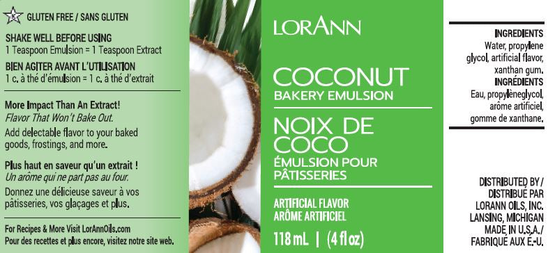 Coconut, Bakery Emulsion 4 oz.8.99Fusion Flavours  